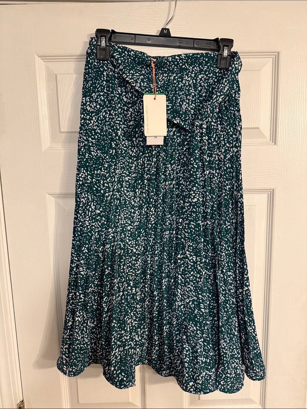 Pleated Green Speckle Midi Skirt - Women's